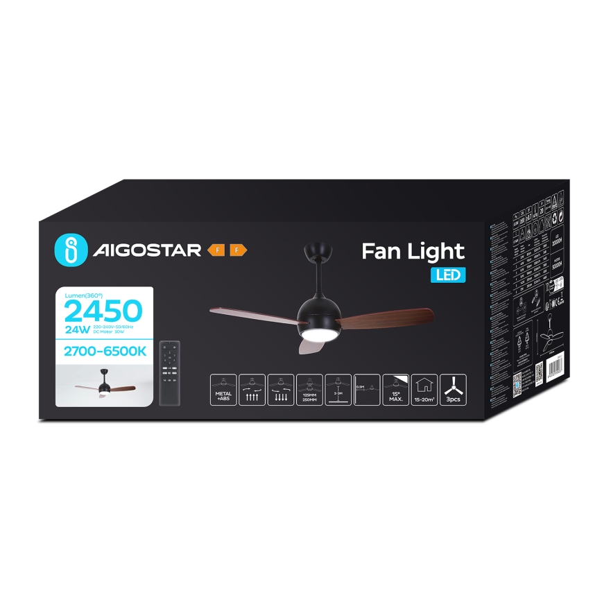 Aigostar - LED Димируем таванен вентилатор LED/24W/230V 2700-6500K 106,6 см + дистанционно управление