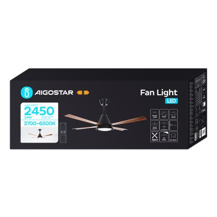 Aigostar - LED Димируем таванен вентилатор LED/24W/230V 2700-6500K 13 см + дистанционно управление