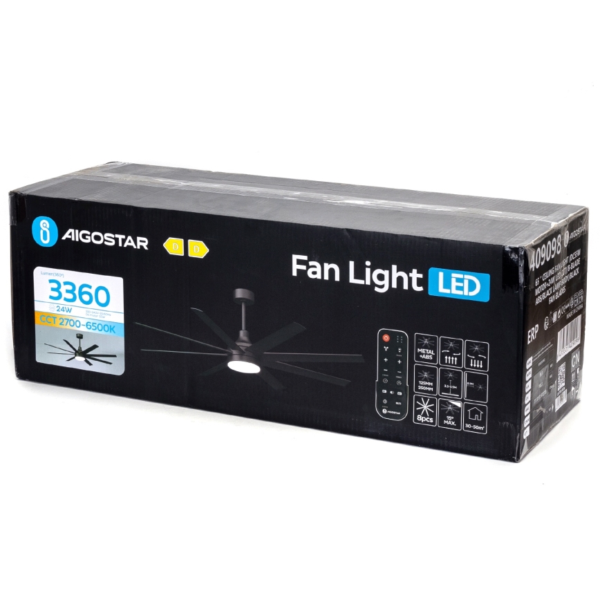 Aigostar - LED Димируем таванен вентилатор LED/24W/230V 2700-6500K 165 см черен + дистанционно управление