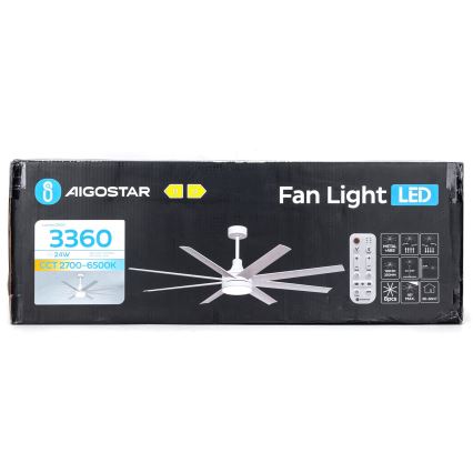 Aigostar - LED Димируем таванен вентилатор LED/24W/230V 2700-6500K Ø 165 см + дистанционно управление бял
