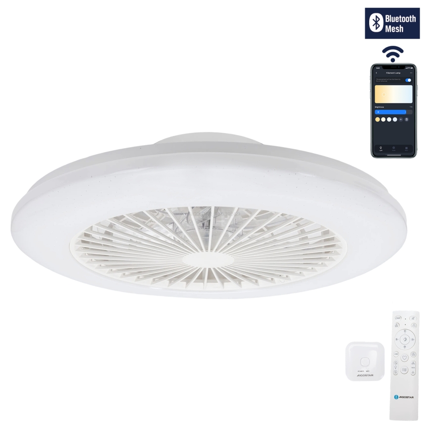 Aigostar - LED Димируем плафон с вентилатор LED/40W/230V 2700-6500K Ø 48,5 см бял + дистанционно управление