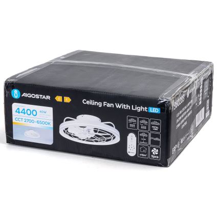 Aigostar - LED Димируем таванен вентилатор LED/40W/230V 2700-6500K Ø 48 см + дистанционно управление бял