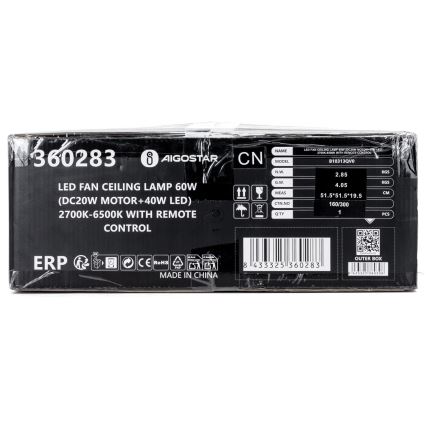 Aigostar - LED Димируем таванен вентилатор LED/40W/230V 2700-6500K Ø 48 см + дистанционно управление бял
