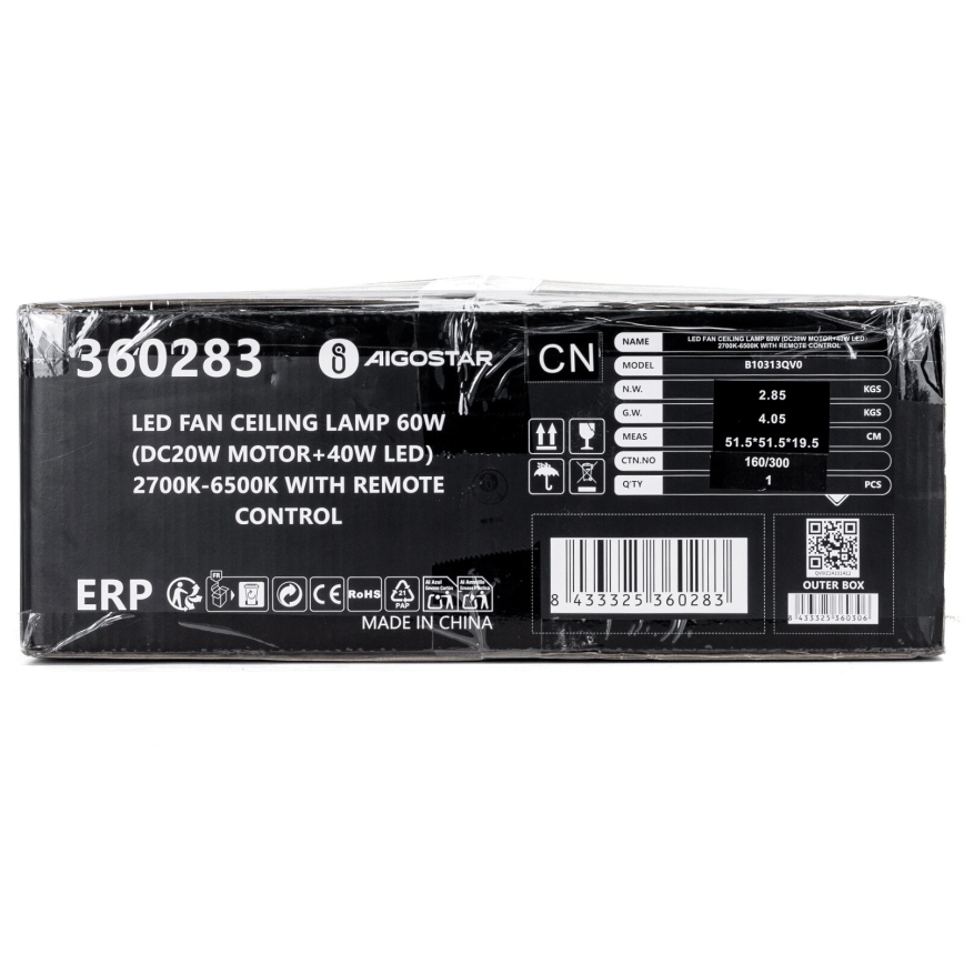 Aigostar - LED Димируем таванен вентилатор LED/40W/230V 2700-6500K Ø 48 см + дистанционно управление бял