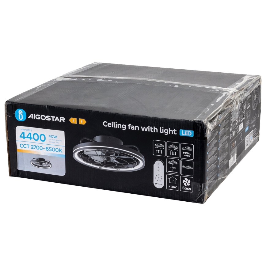 Aigostar - LED Димируем таванен вентилатор LED/40W/230V 2700-6500K Ø 48 см + дистанционно управление черен
