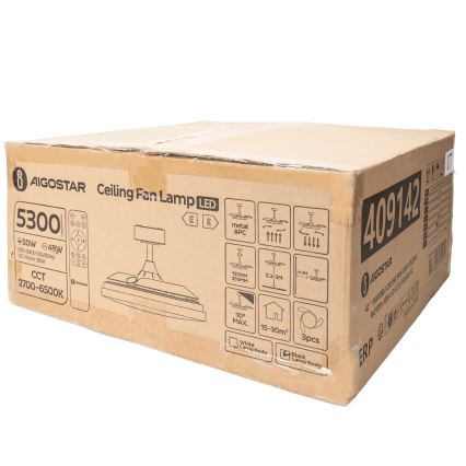 Aigostar - LED Димируем таванен вентилатор LED/50W/230V 2700-6500K 106 см черен + дистанционно управление