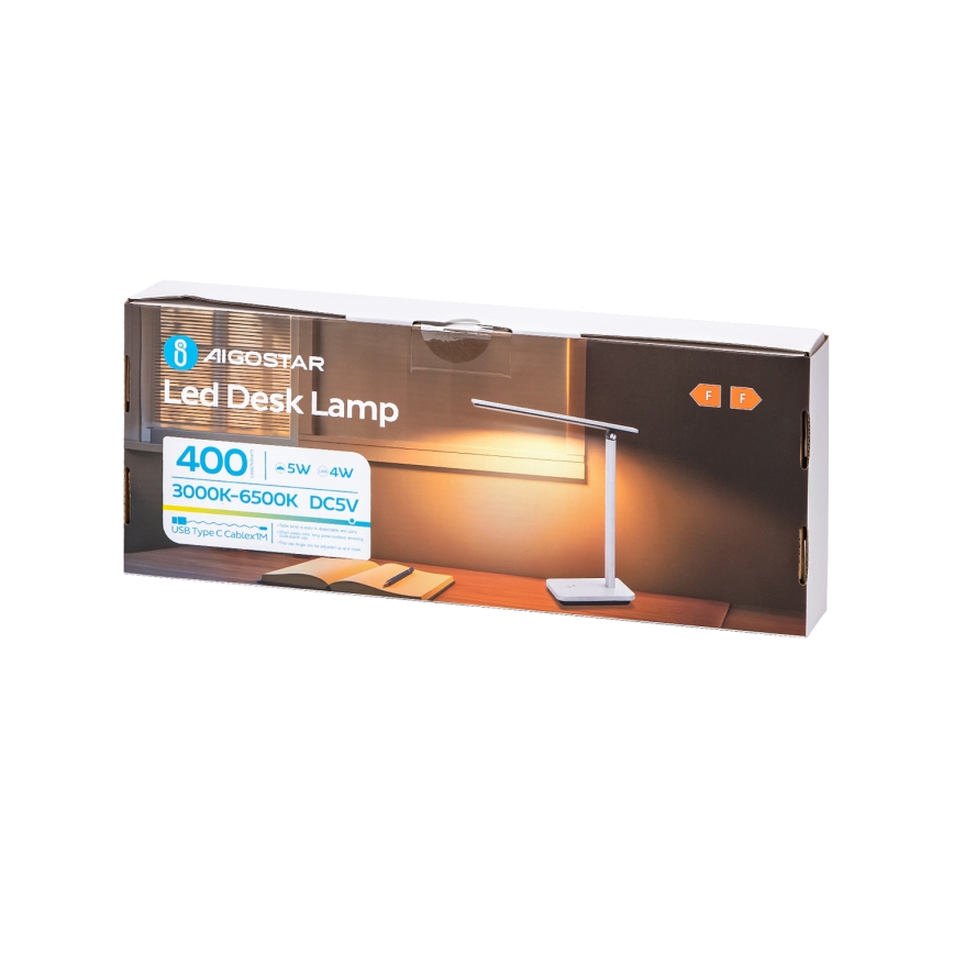 Aigostar - LED Димируема акумулаторна настолна лампа LED/5W/5V 3000-6500K бял/черен