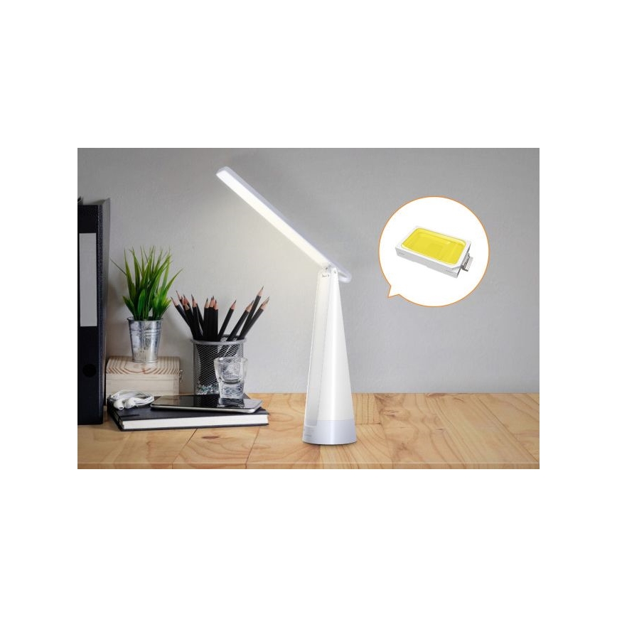 Aigostar - LED Димируема акумулаторна настолна лампа LED/7W/5V 4000K 4400 mAh бял