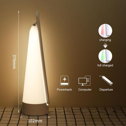 Aigostar - LED Димируема акумулаторна настолна лампа LED/7W/5V 4000K 4400 mAh бял