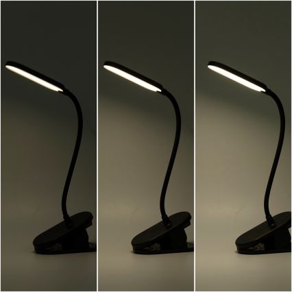 Aigostar - LED Димируема акумулаторна настолна лампа с щипка LED/2,5W/5V черен