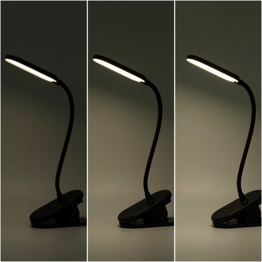 Aigostar - LED Димируема акумулаторна настолна лампа с щипка LED/2,5W/5V черен