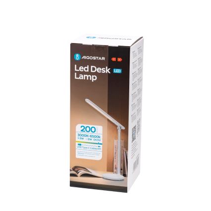 Aigostar - LED Димируема акумулаторна настолна сензорна лампа LED/3W/5V 1200mAh 3000/4000/6500K