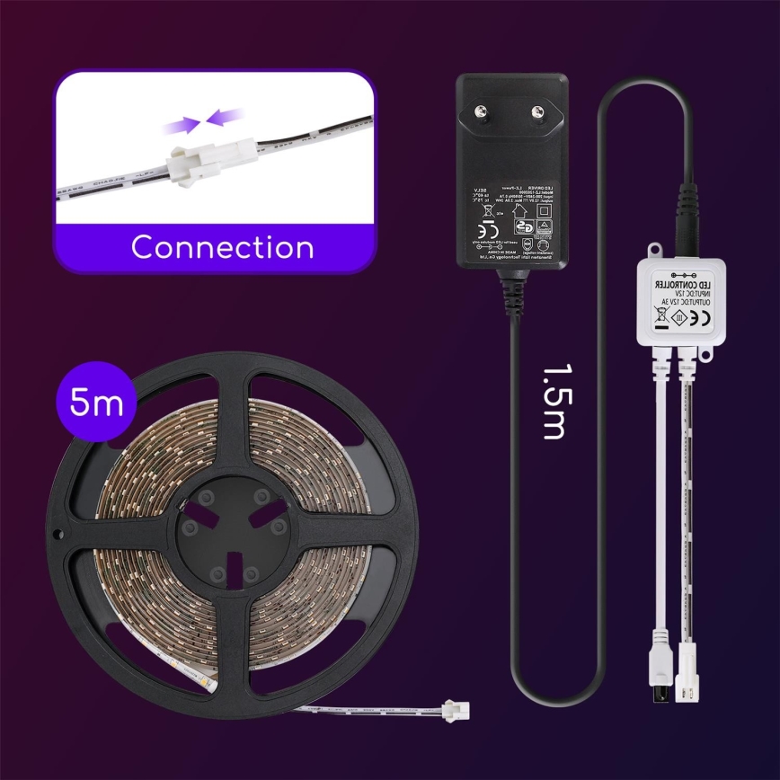 Aigostar - LED Димируема екстериорна лента 5м LED/18W/12/230V 3000K IP65