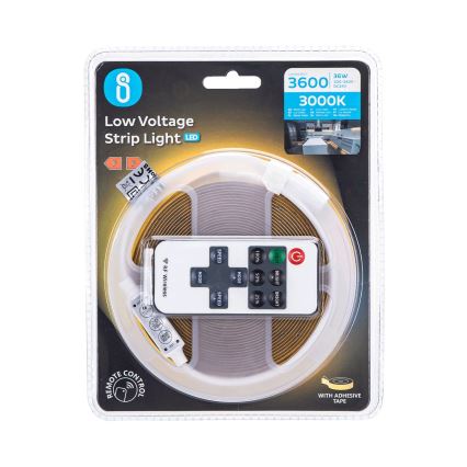 Aigostar - LED Димируема лента 5m LED/36W/24/230V 3000K + дистанционно управление