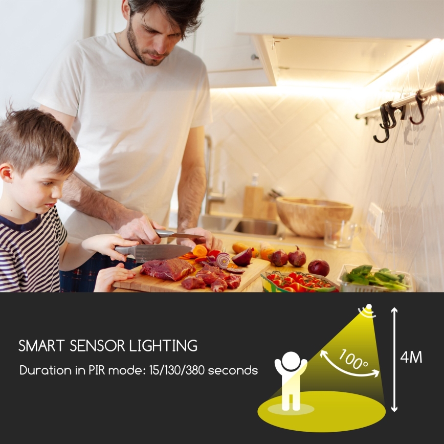 Aigostar - LED Димируема лента със сензор 1м LED/2W/4xAAA 3000K IP65