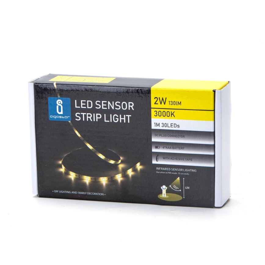 Aigostar - LED Димируема лента със сензор 1м LED/2W/4xAAA 3000K IP65