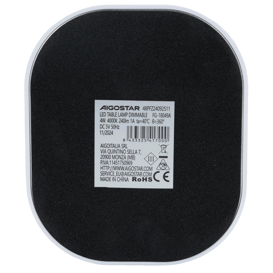 Aigostar - LED Димируема настолна лампа LED/4W/5V 4000K