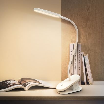 Aigostar - LED Димируема настолна лампа с щипка LED/2,5W/5V бял