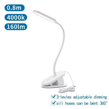 Aigostar - LED Димируема настолна лампа с щипка LED/2,5W/5V бял