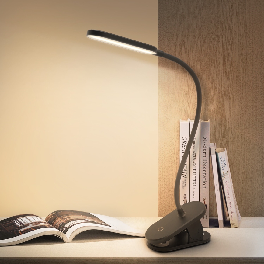 Aigostar - LED Димируема настолна лампа с щипка LED/2,5W/5V черен