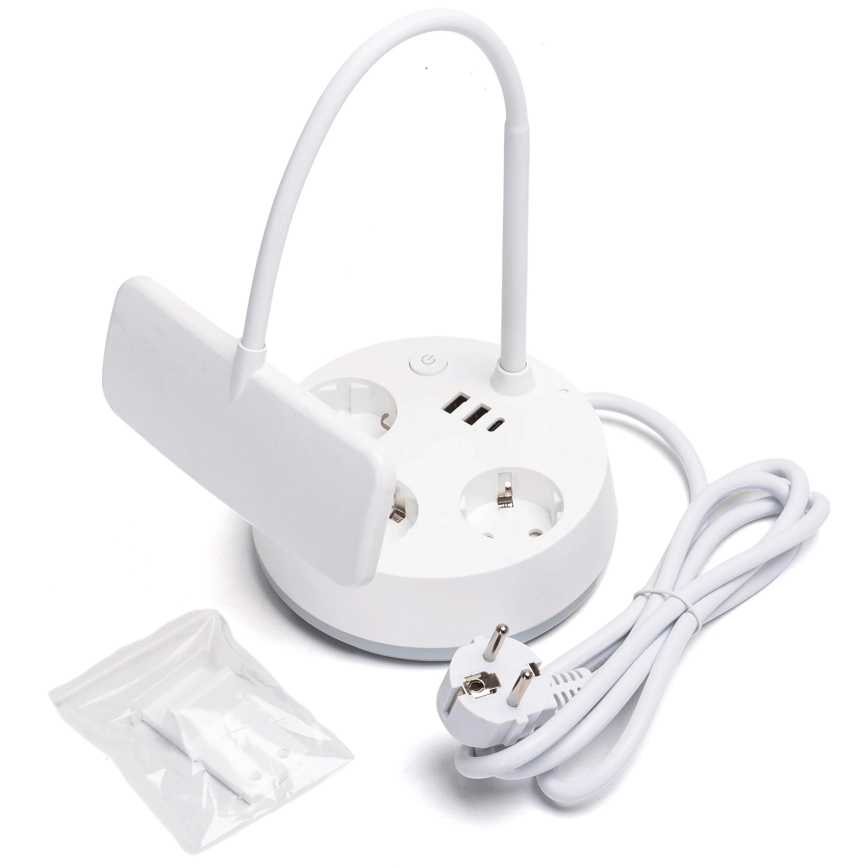 Aigostar - Димируема настолна LED лампа с контакти и USB LED/4,6W/230V 3000/4000/6500K бяла