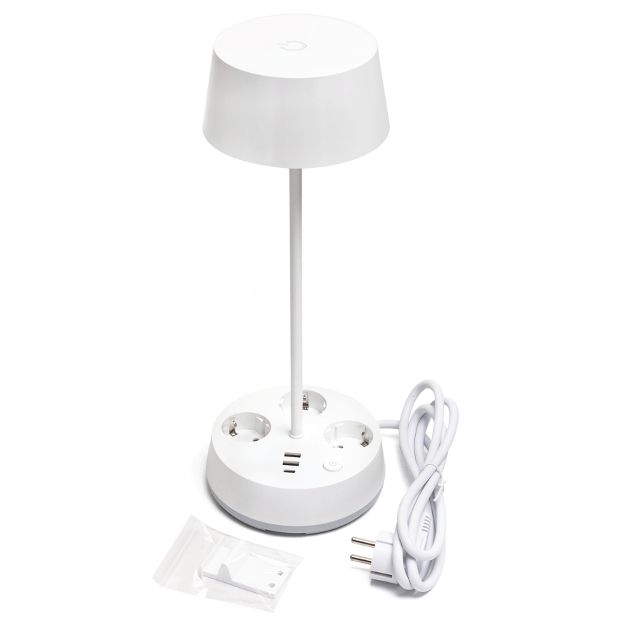 Aigostar - LED Димируема настолна лампа с контакти и USB LED/4,6W/230V 3000/4000/6500K бяла