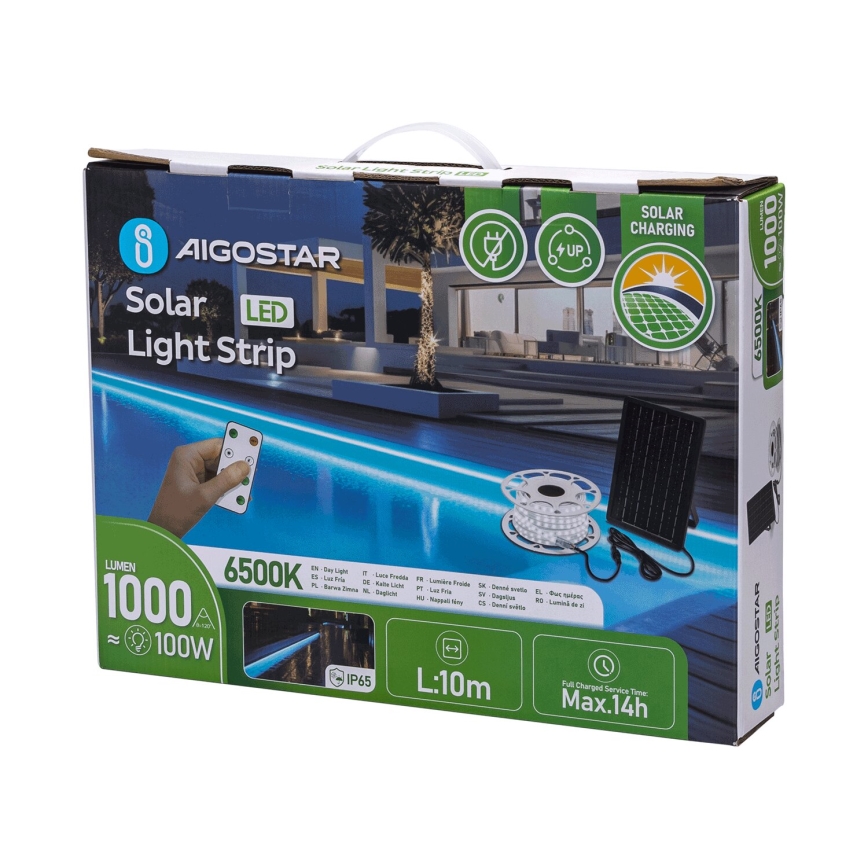 Aigostar - LED Димируема соларна лента LED/20W/3,2V 20 m 2700K IP65 20000 mAh + дистанционно управление