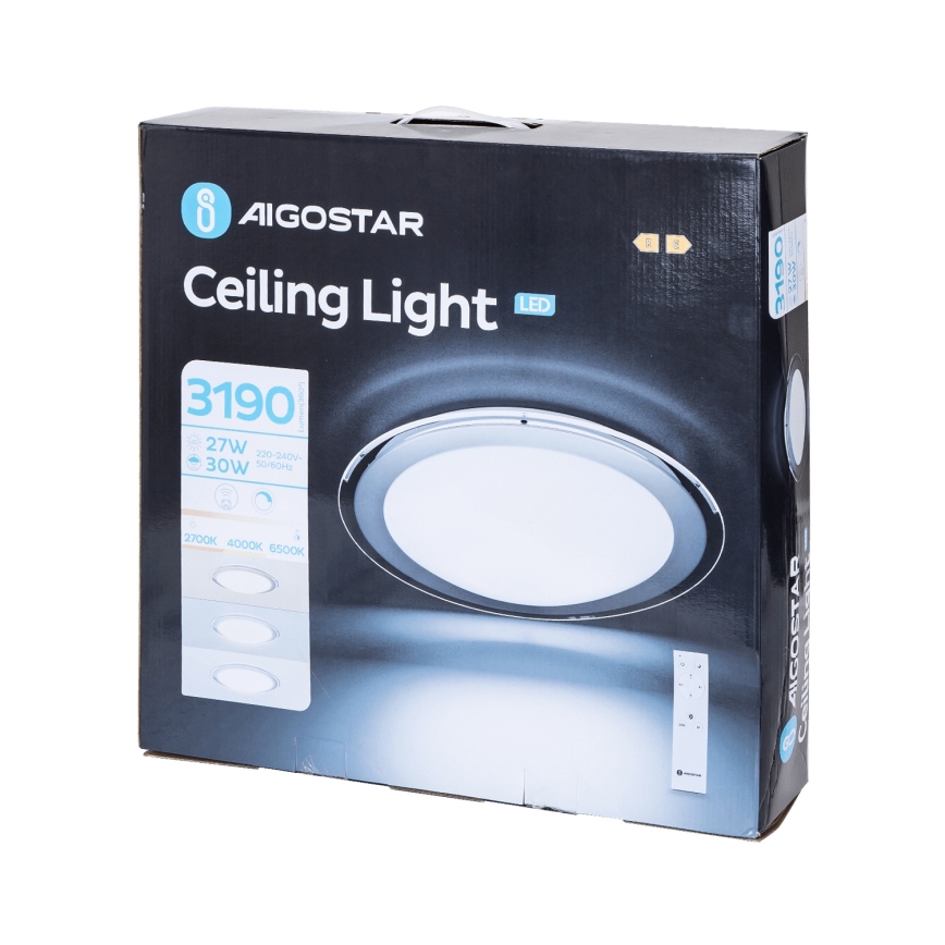 Aigostar - LED Димируемо таванно осветление LED/30W/230V 2700-6500K Ø 42,9 см хром + дистанционно управление