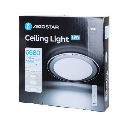 Aigostar - LED Димируемо таванно осветление LED/60W/230V 2700-6500K Ø 52,7 см хром + дистанционно управление