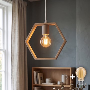 Aigostar - LED дървен полилей на кабел 1xE27/9W/230V 2200K от бор