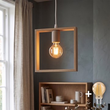 Aigostar - LED дървен полилей с кабел 1xE27/9W/230V 2200K бор