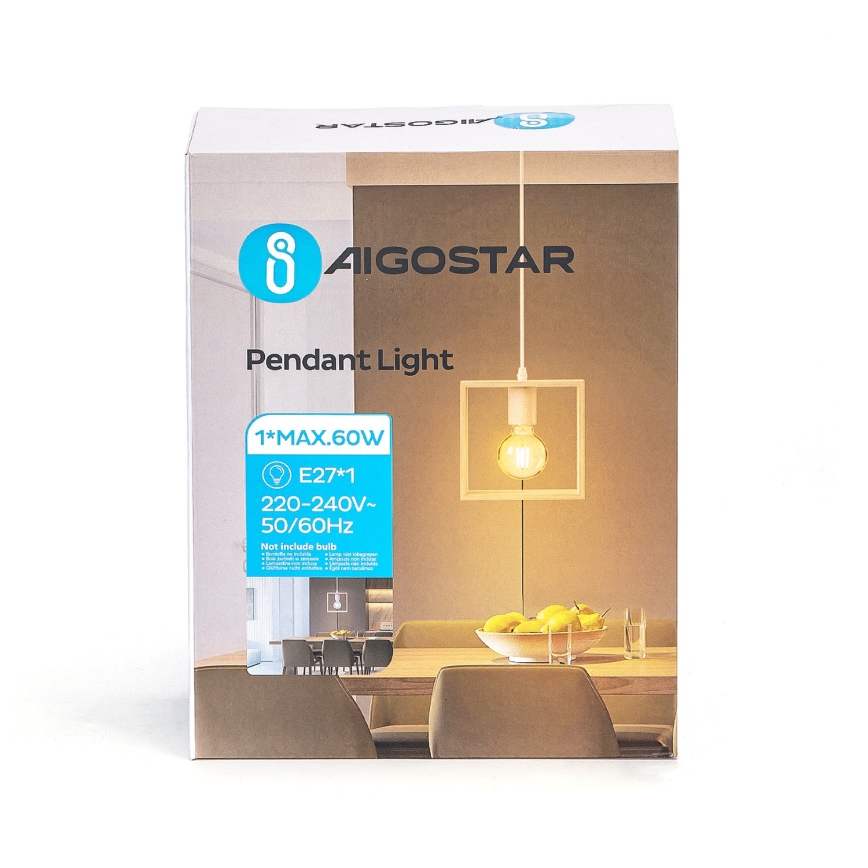 Aigostar - LED дървен полилей с кабел 1xE27/9W/230V 2200K бор
