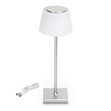 Aigostar - LED Екстериорна димируема акумулаторна настолна лампа LED/4W/5V 3600mAh бял/матов хром IP54
