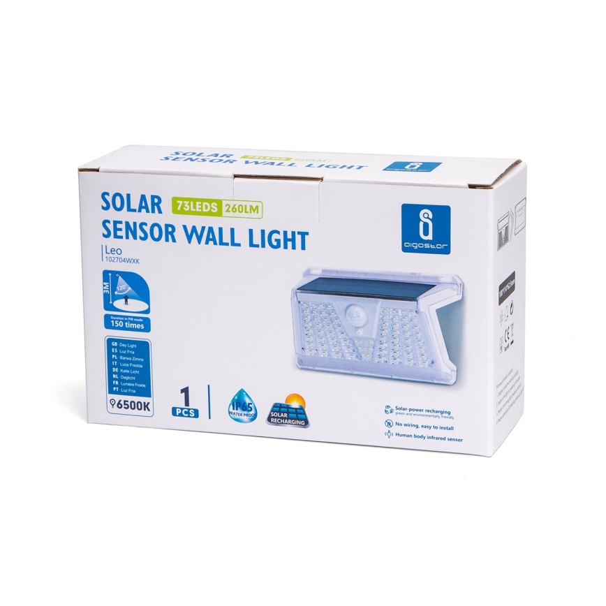 Aigostar - LED Екстериорна соларна лампа със сензор LED/2,4W/5V 1200 mAh IP65