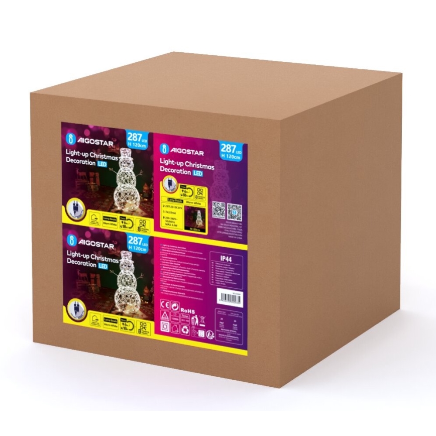 Aigostar - LED Екстериорна коледна декорация 3,6W/31/230V 2700K 120 см IP44 снежен човек