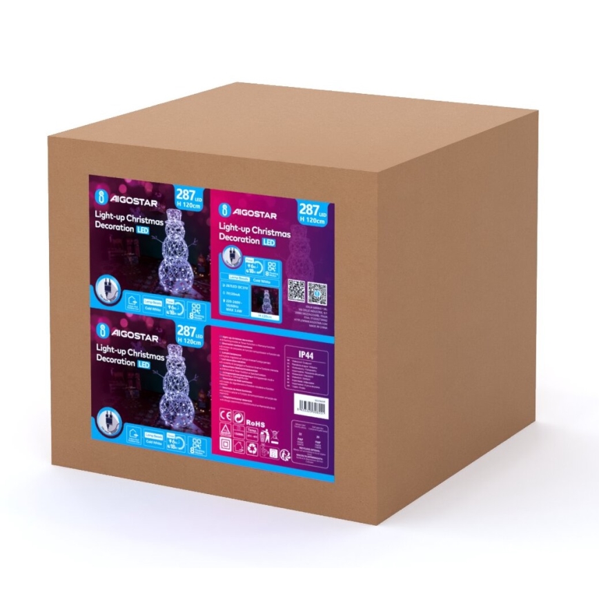 Aigostar - LED Екстериорна коледна декорация 3,6W/31/230V 6500K 120 см IP44 снежен човек