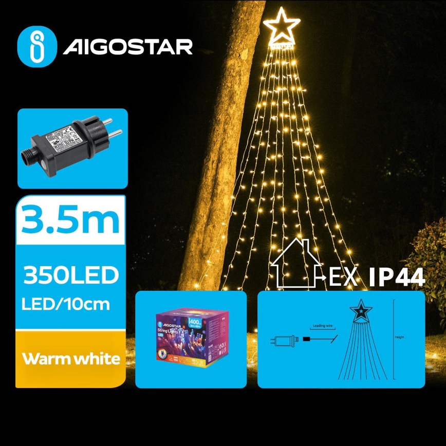 Aigostar - LED Екстериорна коледна декорация LED/6W/230V 3,5 м IP44 топло бял