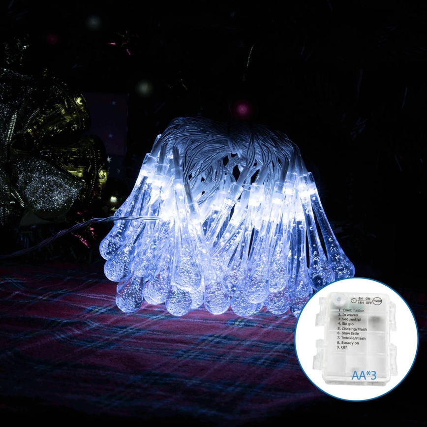 Aigostar - LED Екстериорни декоративни лампички 50xLED/8 функции/3xAA 5,3m IP44 студено бяло