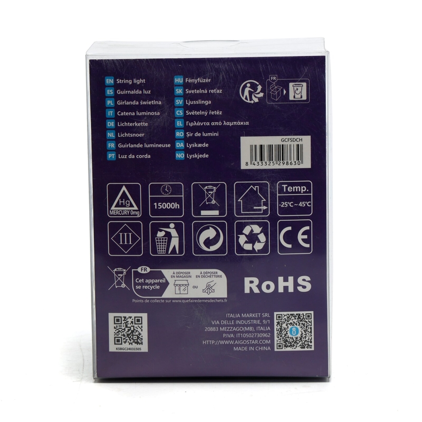 Aigostar - LED Екстериорни декоративни лампички 50xLED/8 функции/3xAA 5,3m IP44 студено бяло