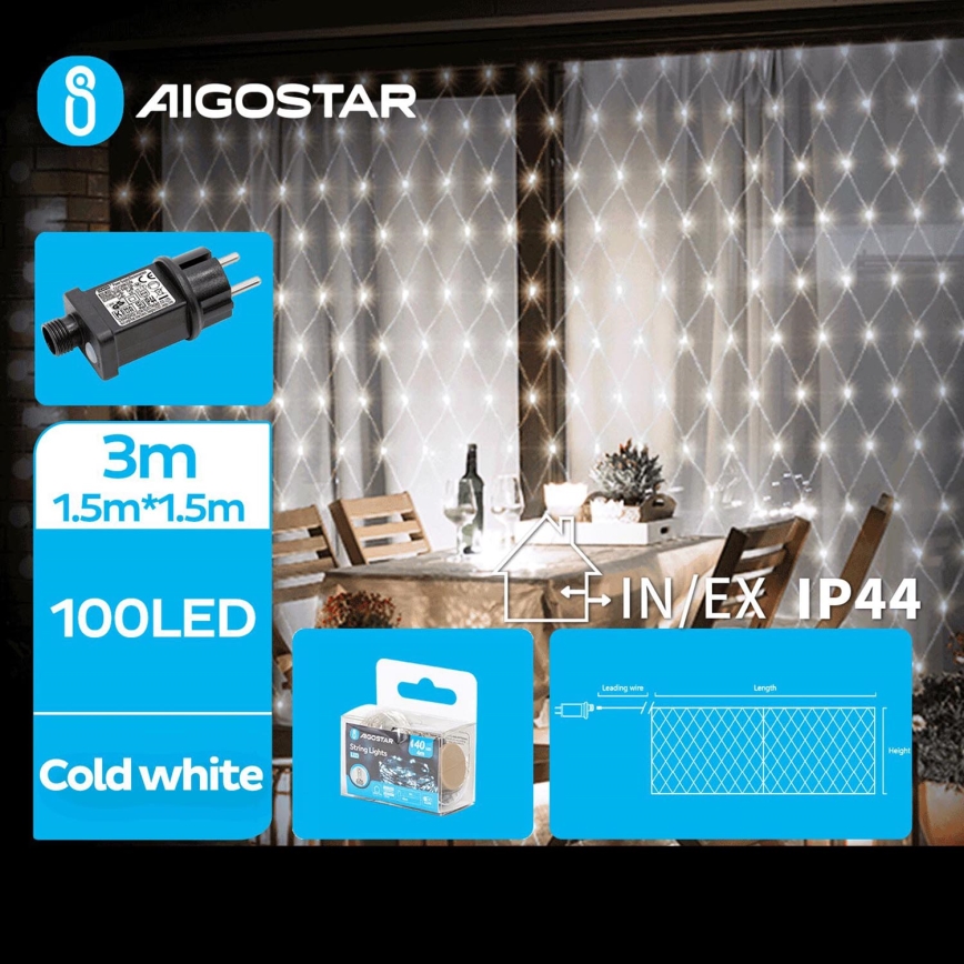 Aigostar - LED Екстериорни лампички 100xLED/8 функции 4,5x1,5m IP44 студено бял