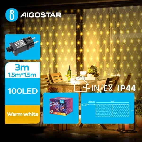 Aigostar - LED Екстериорни коледни лампички 100xLED/8 функции 4,5x1,5 м IP44 топло бял