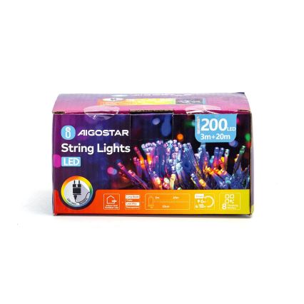 Aigostar - LED Екстериорни коледни лампички 200xLED/8 функции 23 м IP44 многоцветен
