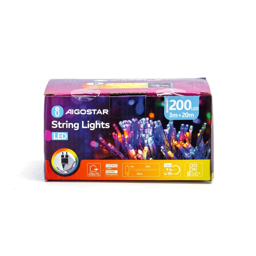 Aigostar - LED Екстериорни коледни лампички 200xLED/8 функции 23 м IP44 многоцветен