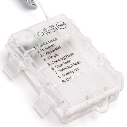 Aigostar -LED Екстериорни Коледни лампички 50xLED/8 функции 3xAA 5,3 м IP44 студено бял