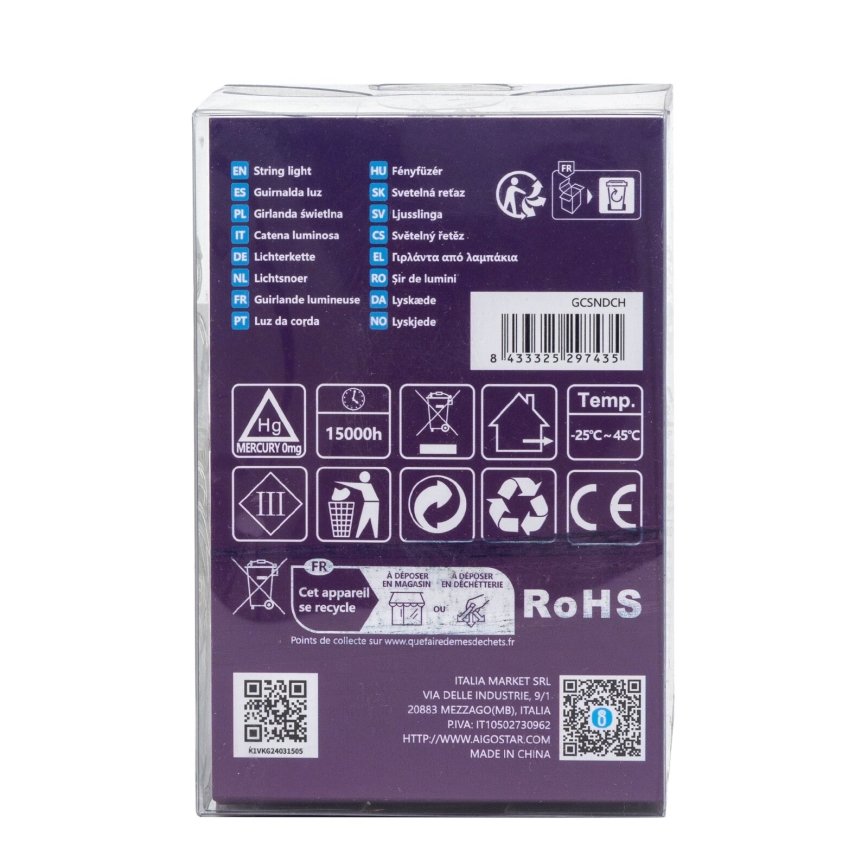 Aigostar - LED Екстериорни коледни лампички 100xLED/8 функции 10,3 м IP44 студено бял