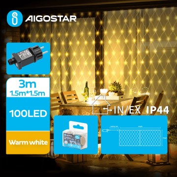Aigostar - LED Екстериорни Коледни лампички 100xLED/8 функции 4,5x1,5m IP44 топло бял