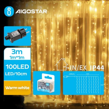 Aigostar - LED Екстериорни Коледни лампички 100xLED/8 функции 4x1m IP44 топло бял