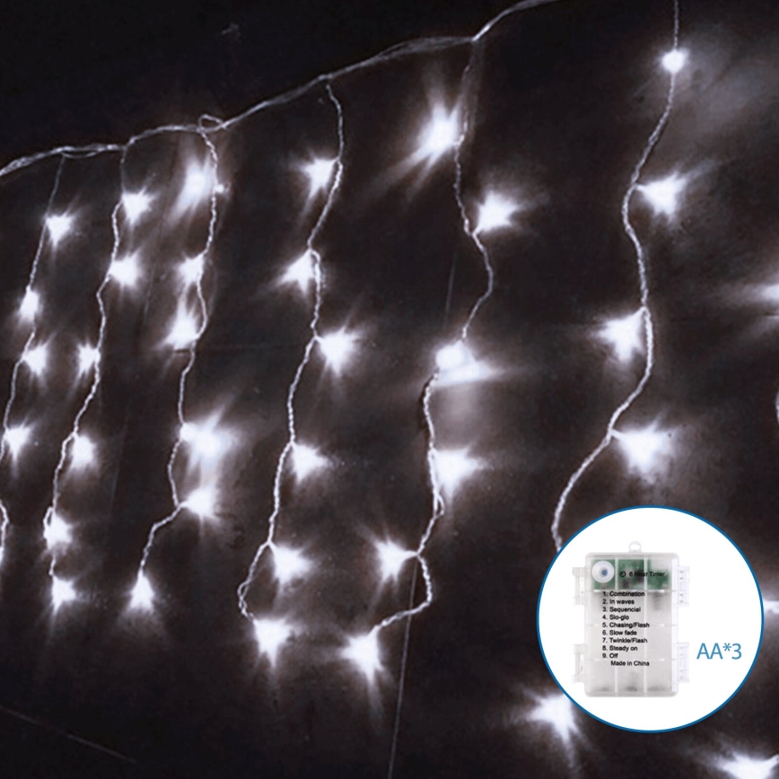 Aigostar - LED Екстериорни Коледни лампички 100xLED/8 функции 8x0,4 м IP44 студено бял