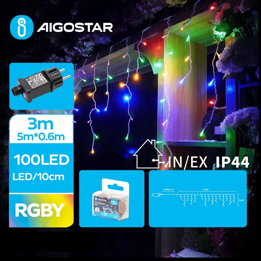 Aigostar - LED Екстериорни Коледни лампички 100xLED/8 функции 8x0,6m IP44 многоцветен