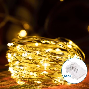 Aigostar -LED Екстериорни Коледни лампички 150xLED/8 функции 3xAA 15,3 м IP44 топло бял